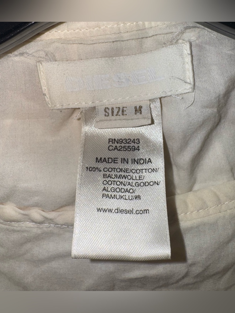 Vintage Diesel Cream 100% Cotton Prairie Semi Sheer Button Down Stripe Blouse M - Picture 6 of 11